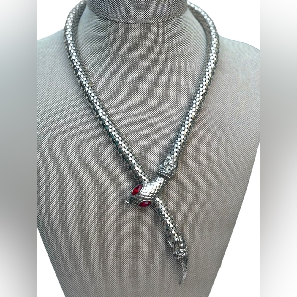 Vintage 1980s DL AULD Silver Mesh Snake Necklace